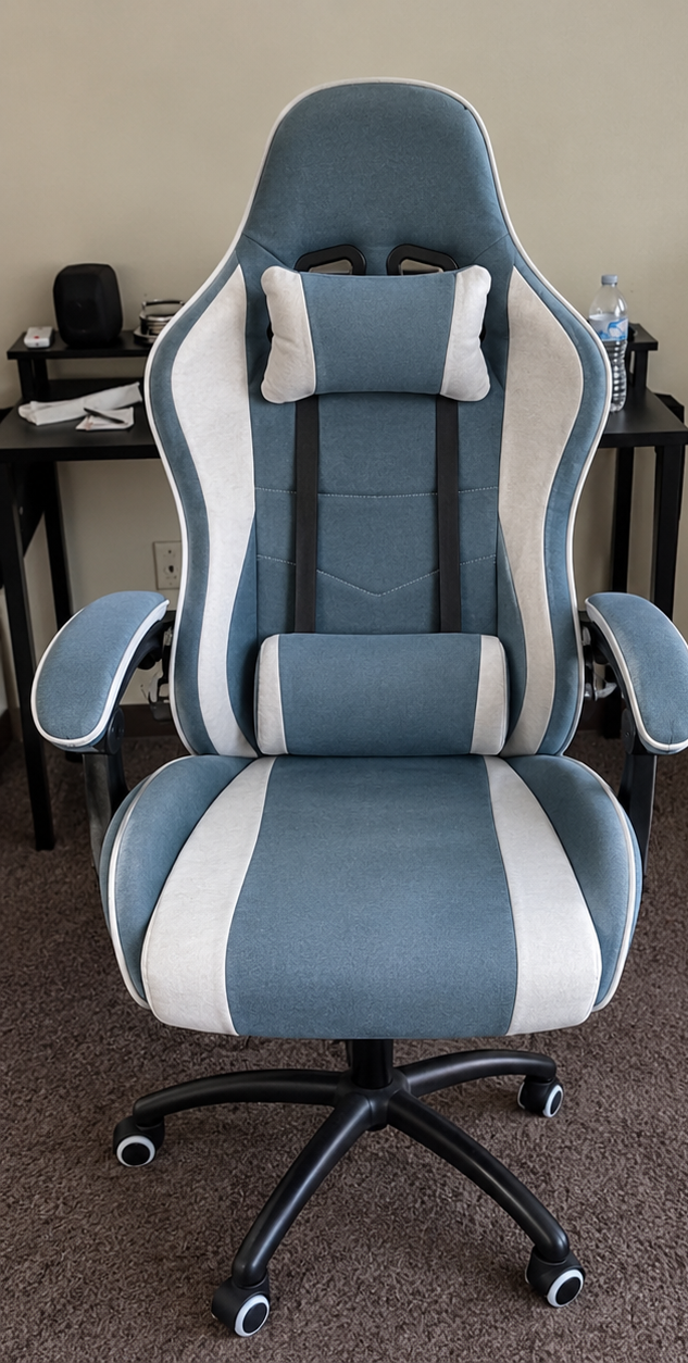 Fauteuil gaming gris et blanc