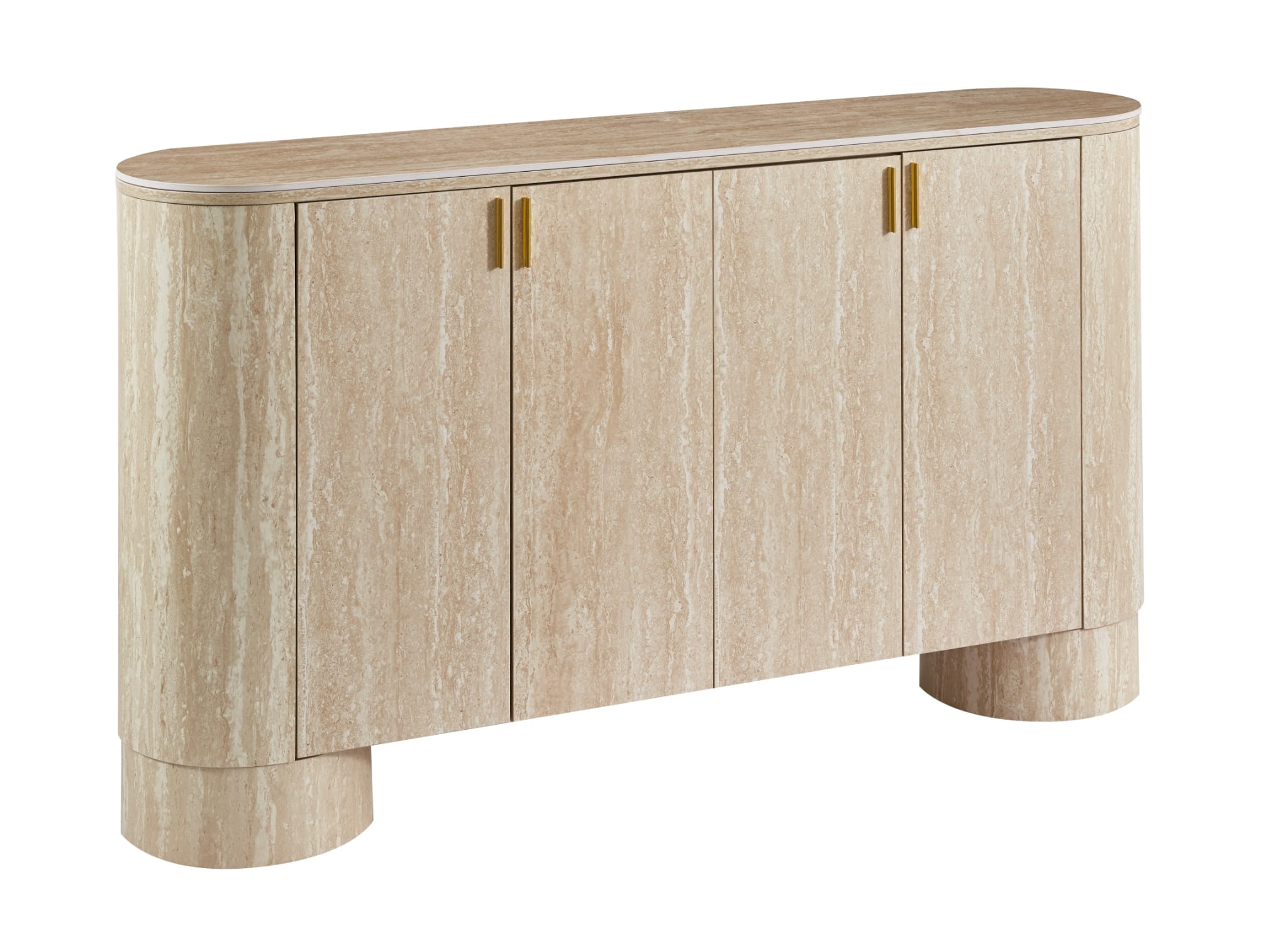 BUFFET NIRA EFFET TRAVERTIN 4 PORTES CERAMIQUE
